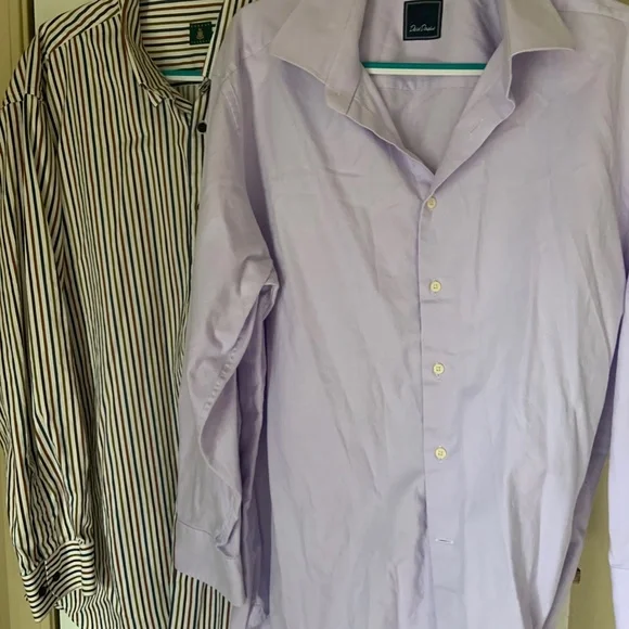 Lot-2 Mens 18 34/35 Dress Shirts XXL Wrinkle David Donahue & Robert Talbott